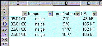 Cours Excel :Bases de données : Filtres